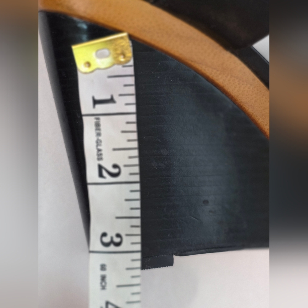 MICHAEL Michael Kors Black Leather Peep Toe Wedge Sandals Size 7M 37 - Picture 10 of 10